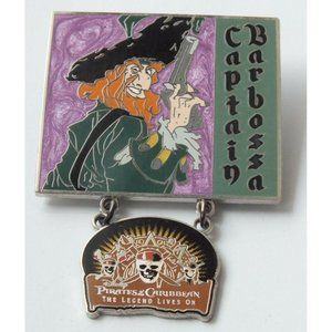 Disney Pirates Of The Caribbean Captain Barbossa Legend Lives On Dangle Pin, LE